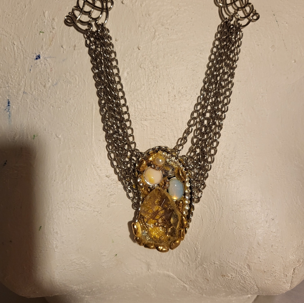 NEW Handmade By Me Elegant Silver and Gold Pendant Necklace